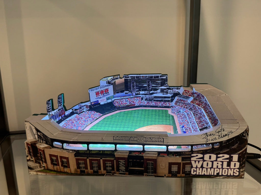 Atlanta Braves Truist Park 2021 World Champions LED Layered Wood Replica - Brian Snitker Autographed Limited Edition