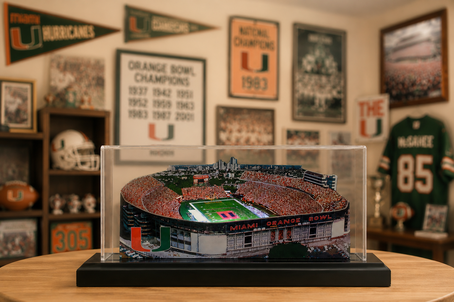 Miami Hurricanes Orange Bowl Stadium LED Layered Wood Replica - Historic (1937-2008)
