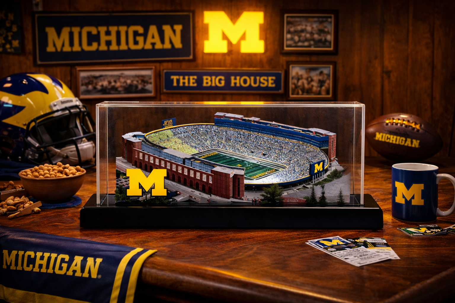 Michigan Wolverines Michigan Stadium - The Big House - (Ann Arbor) LED Layered Wood Replica