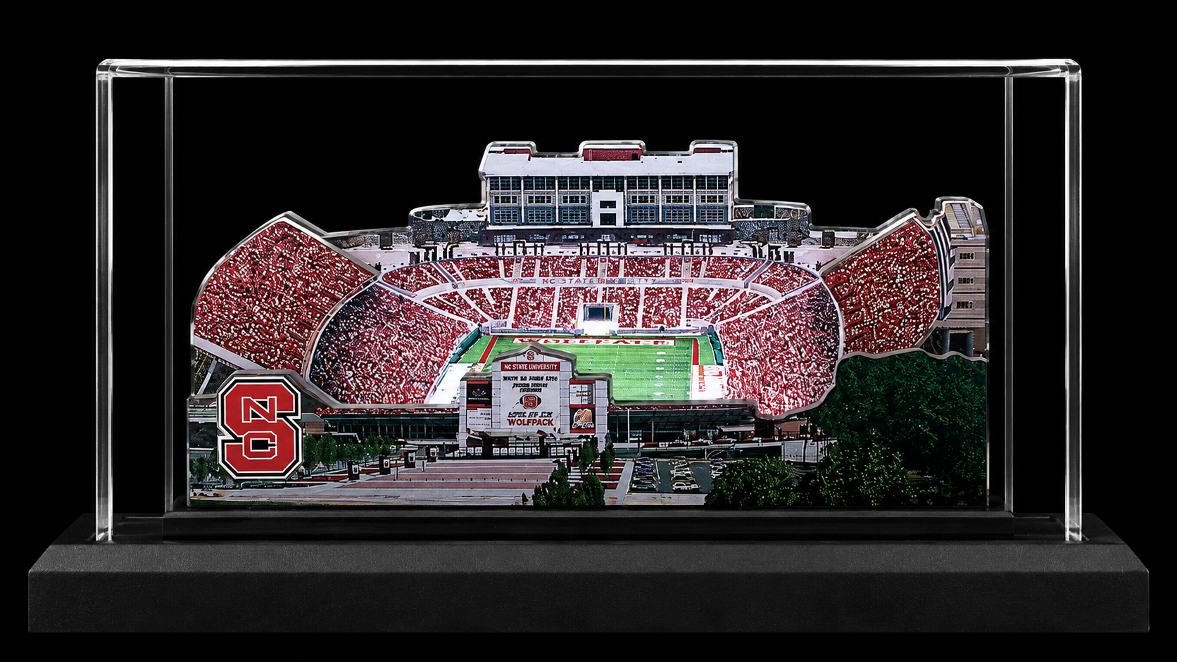 NC State Wolfpack Carter-Finley Stadium (Raleigh) LED Layered Wood Replica