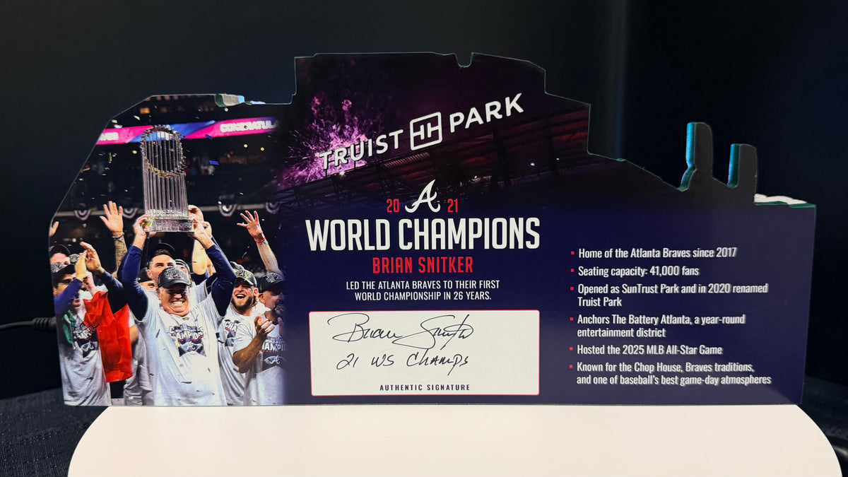 Atlanta Braves Truist Park 2021 World Champions LED Layered Wood Replica - Brian Snitker Autographed Limited Edition