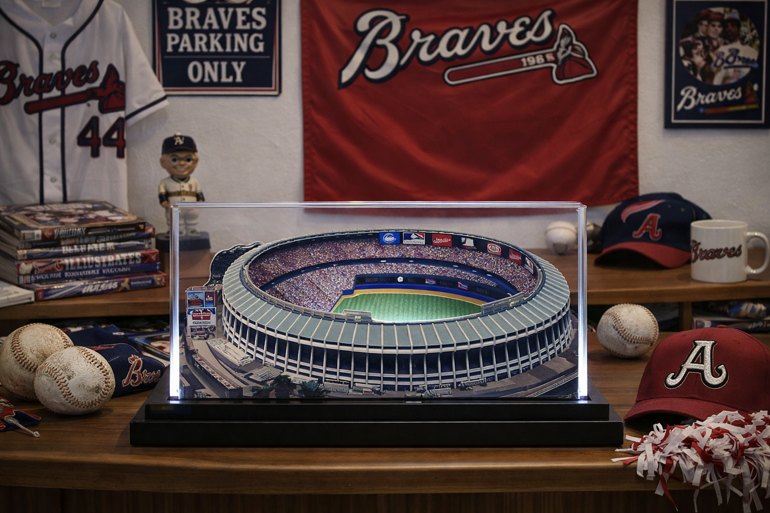 Atlanta Braves Fulton County Stadium LED Layered Wood Replica - Historic (1966-1996)