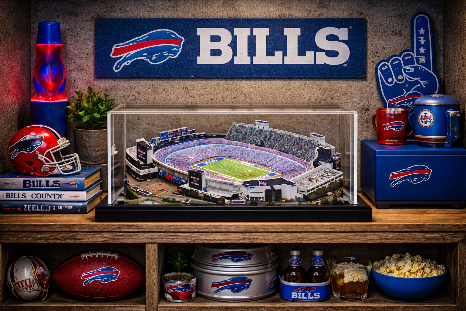 Buffalo Bills Old Highmark Stadium LED Layered Wood Replica - Historic (1973-2025)