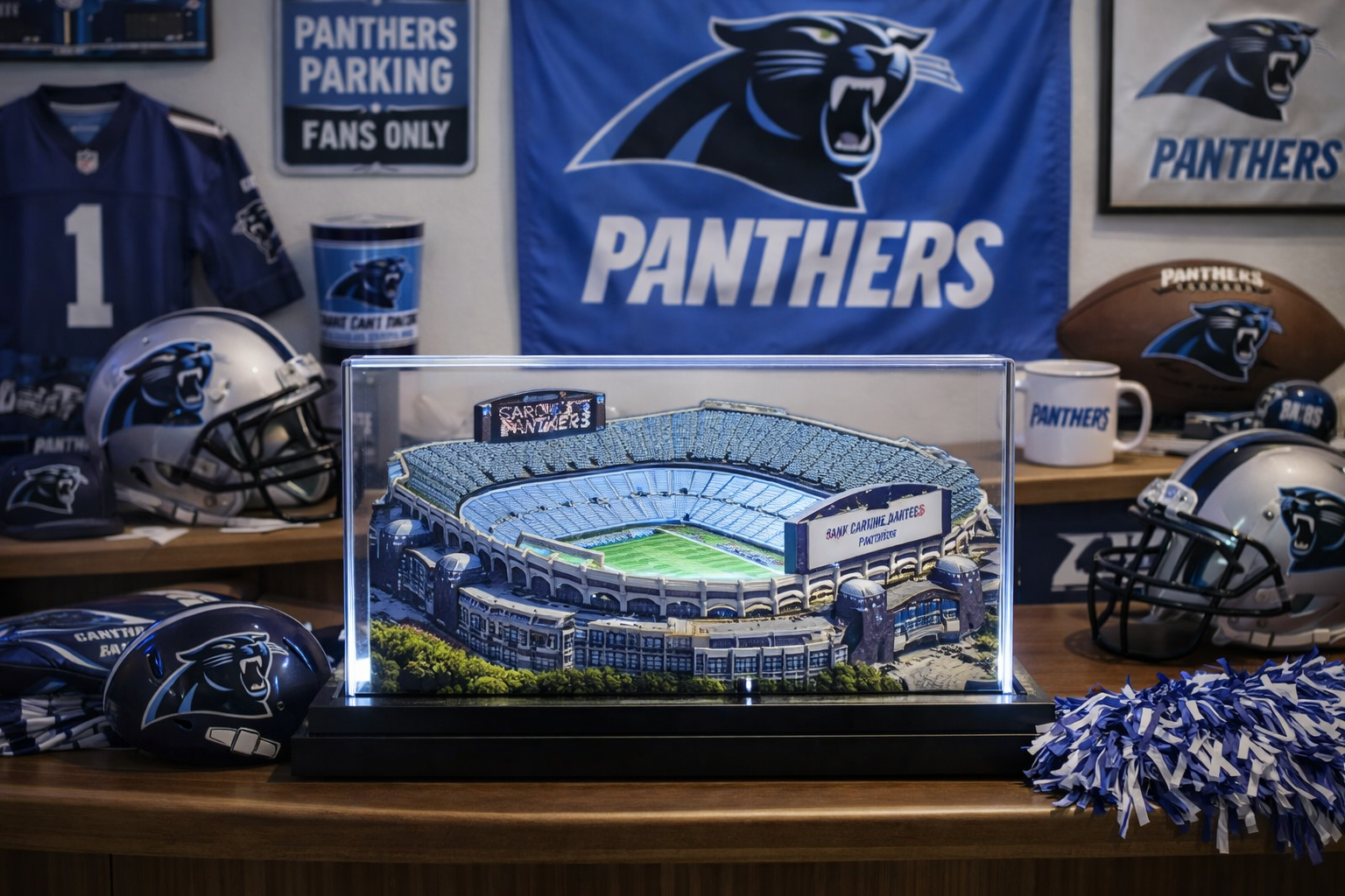 Carolina Panthers Bank of America Stadium (Charlotte) LED Layered Wood Replica