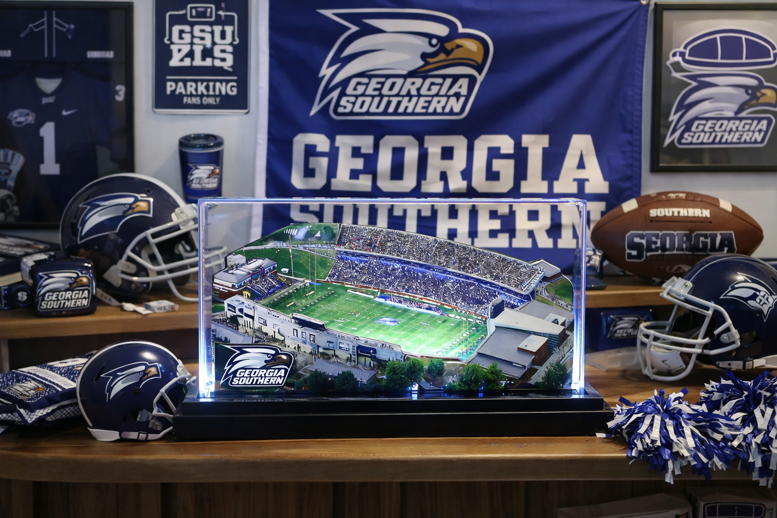 Georgia Southern Eagles Paulson Stadium (Statesboro) LED Layered Wood Replica