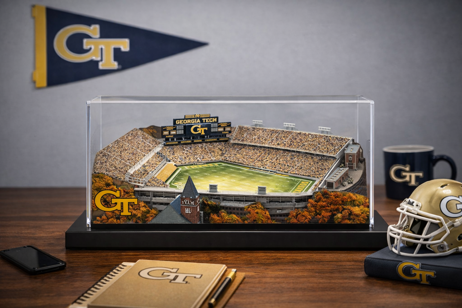 Georgia Tech Yellow Jackets Bobby Dodd Stadium (Atlanta) LED Layered Wood Replica