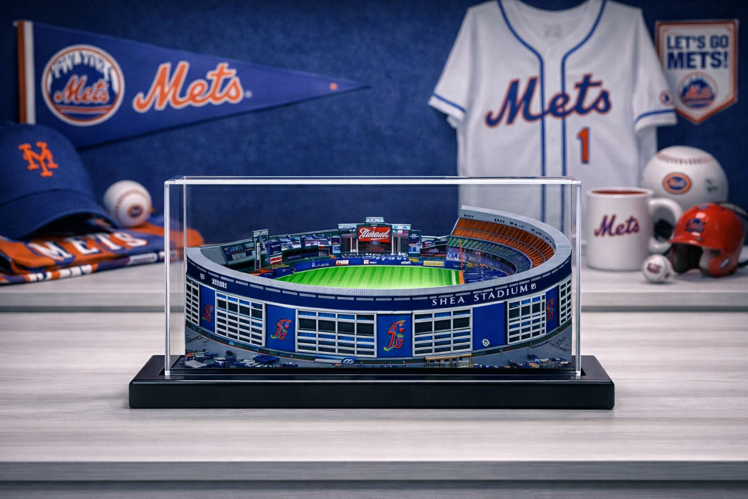New York Mets Shea Stadium LED Layered Wood Replica - Historic (1964-2008)