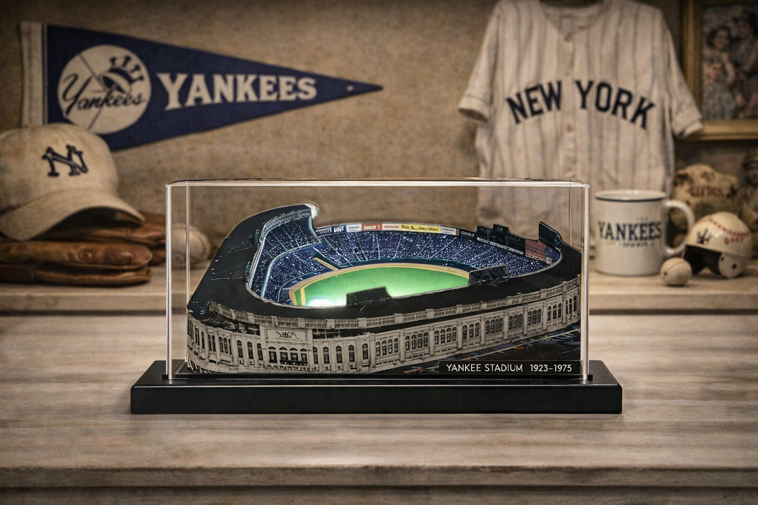 New York Yankees Original Yankee Stadium (1923-1973) LED Layered Wood Replica - Historic