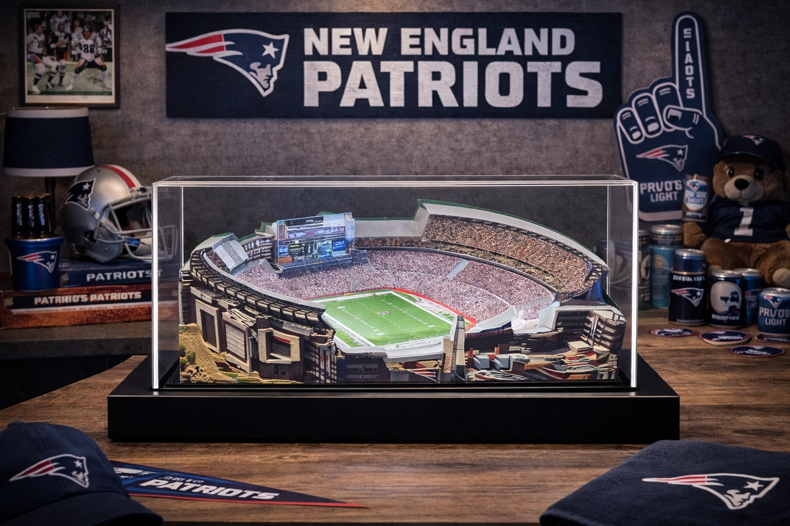 New England Patriots Gillette Stadium (Foxborough) LED Layered Wood Replica
