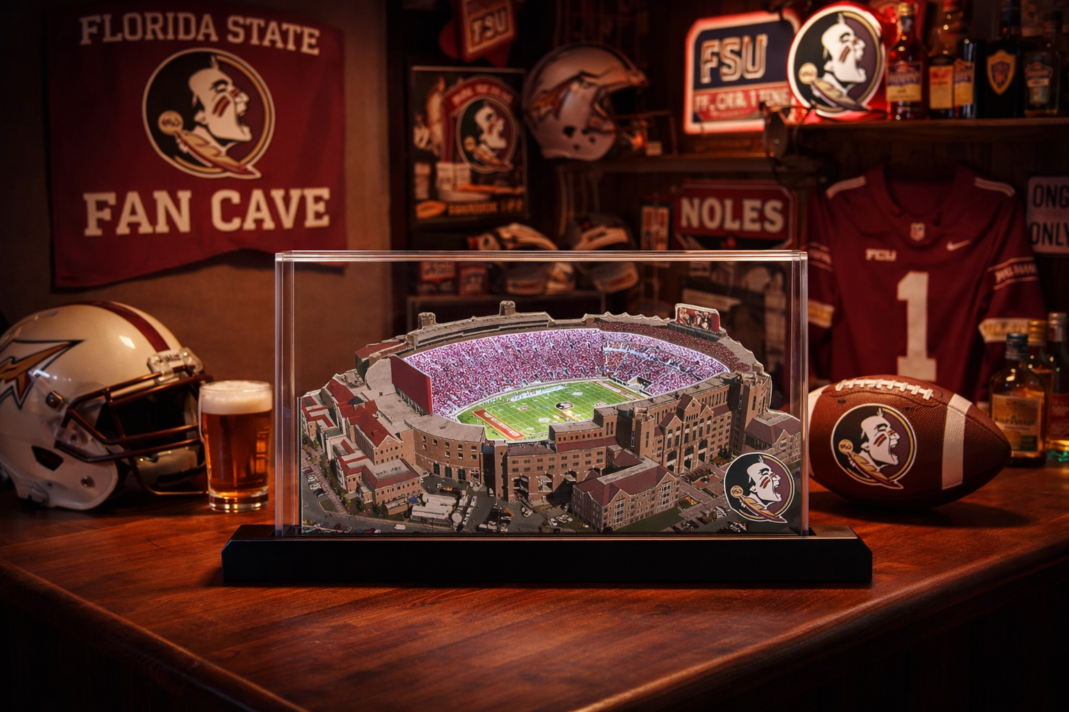 Florida State Seminoles Doak Campbell Stadium (Tallahassee) LED Layered Wood Replica