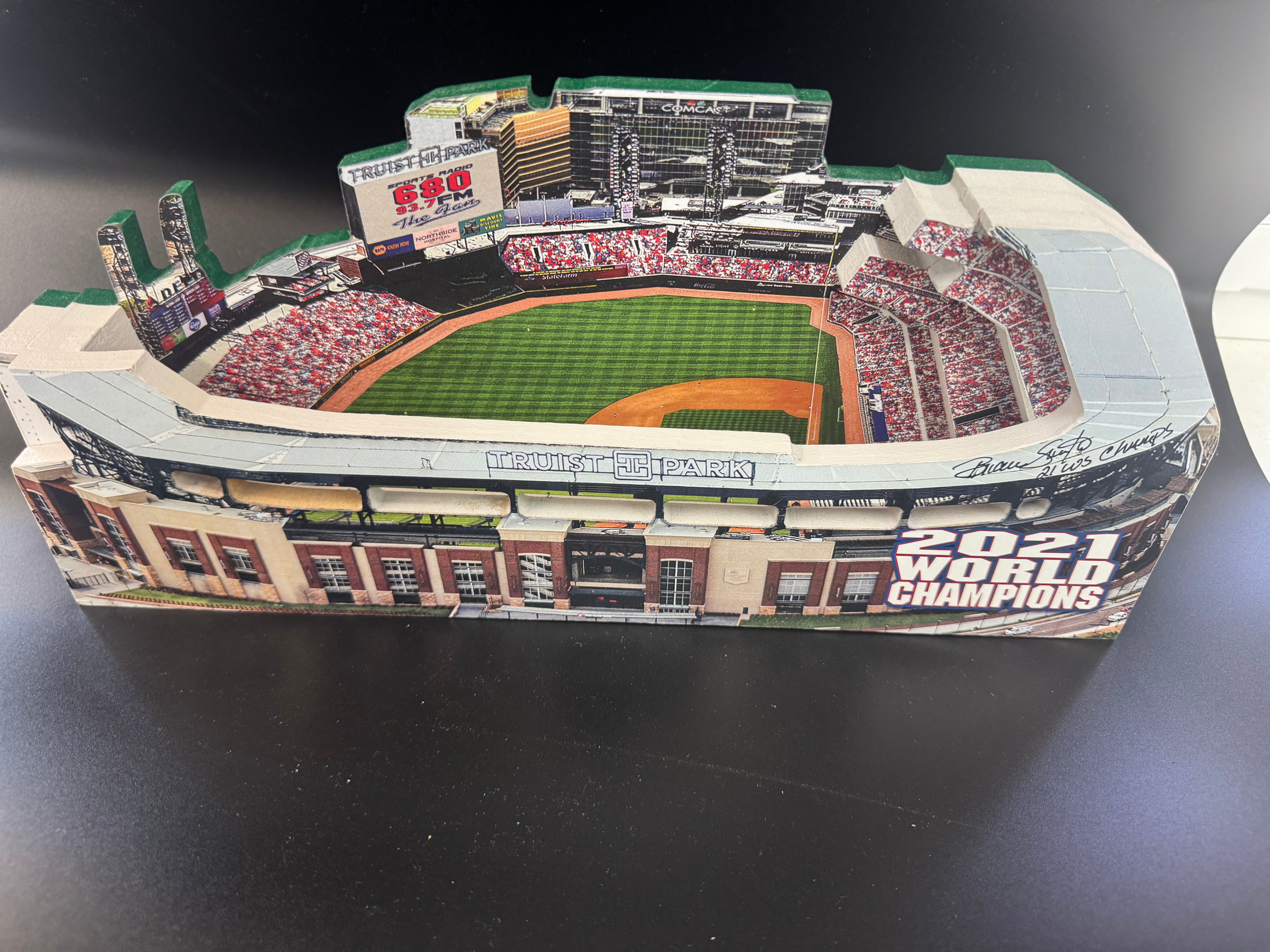 Atlanta Braves Truist Park 2021 World Champions LED Layered Wood Replica - Brian Snitker Autographed Limited Edition