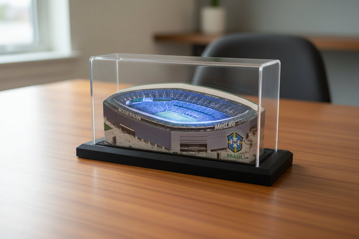 Brazil National Soccer Team New York New Jersey Stadium LED Layered Wood Replica - 2026 FIFA World Cup Limited Edition