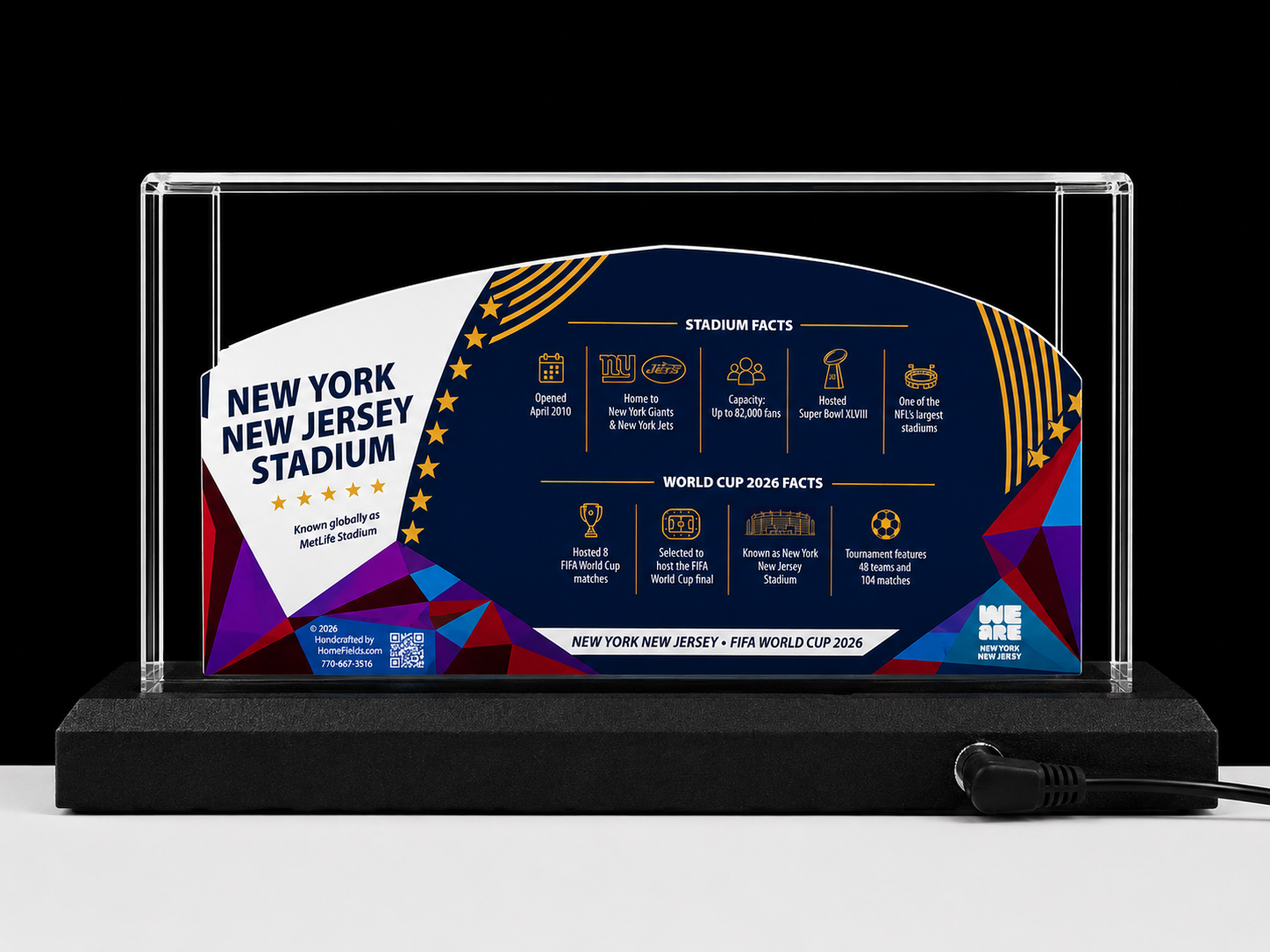 New York New Jersey (Met Life) Stadium LED Layered Wood Replica - 2026 FIFA World Cup Limited Edition
