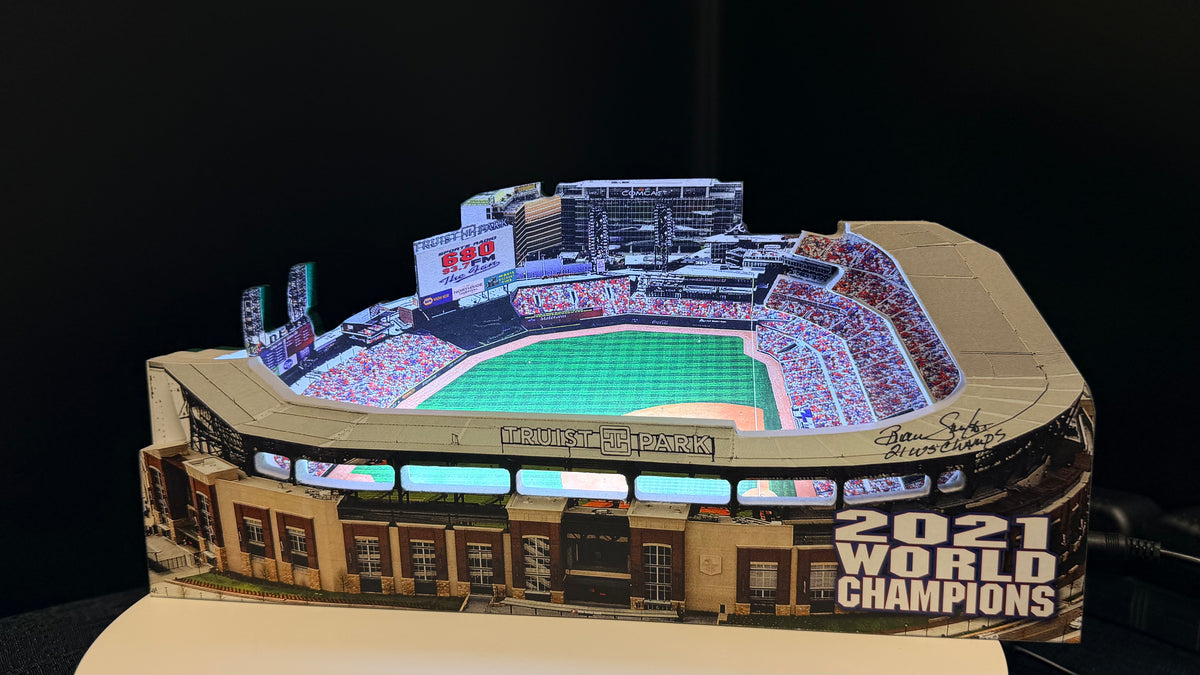 Atlanta Braves Truist Park 2021 World Champions LED Layered Wood Replica - Brian Snitker Autographed Limited Edition