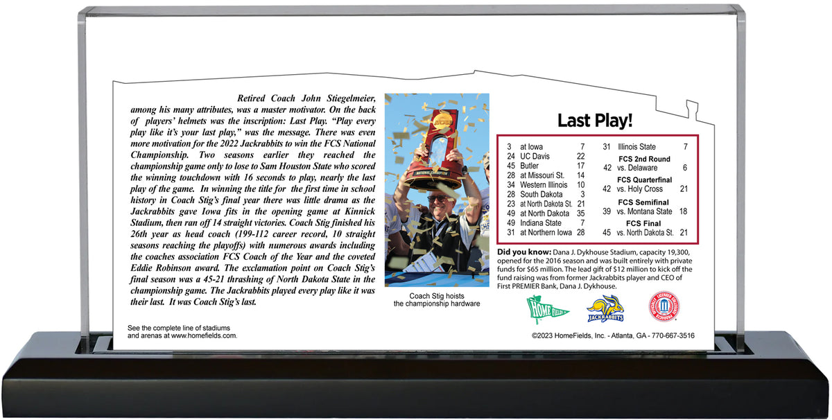 South Dakota State Jackrabbits Dana J. Dykhouse Stadium (Brookings) LED Layered Wood Replica