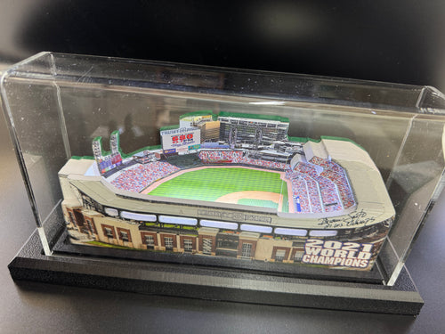 Atlanta Braves Truist Park 2021 World Champions LED Layered Wood Replica – Limited Edition Autographed by Brian Snitker
