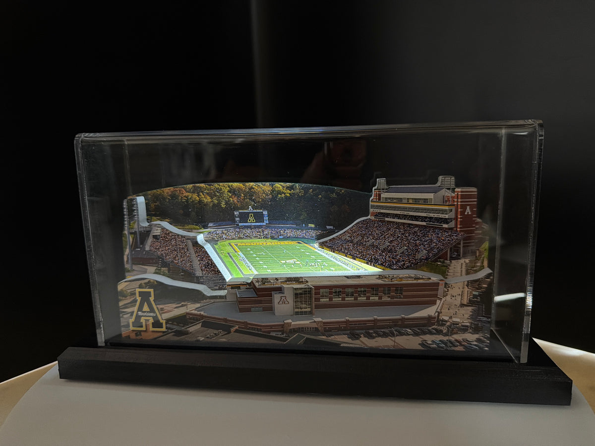 Appalachian State Mountaineers Kidd Brewer Stadium (Boone) LED Layered Wood Replica