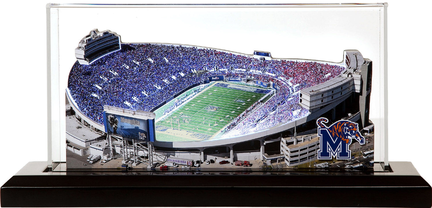Memphis Tigers Liberty Stadium LED Layered Wood Replica
